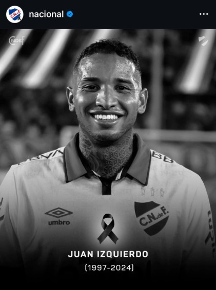 Juan Izquierdo, jogador do Nacional do Uruguai, morre aos 27 anos em SP