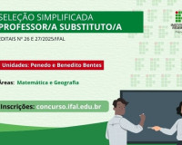 Ifal abre vaga para professor substituto de matemática no Campus Penedo