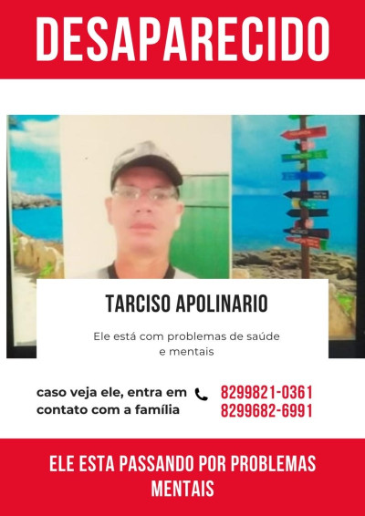 Jovem de Penedo está desaparecido e familiares fazem apelo por informações