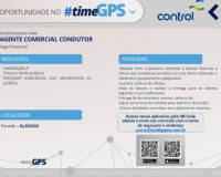 Oportunidade de emprego para agente comercial condutor da Control em Penedo