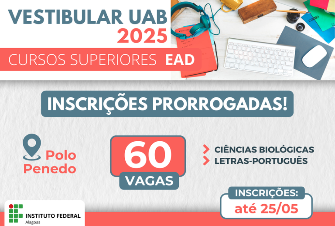 Prorrogadas inscrições para cursos de licenciatura do Ifal que ofertam 60 vagas para Penedo