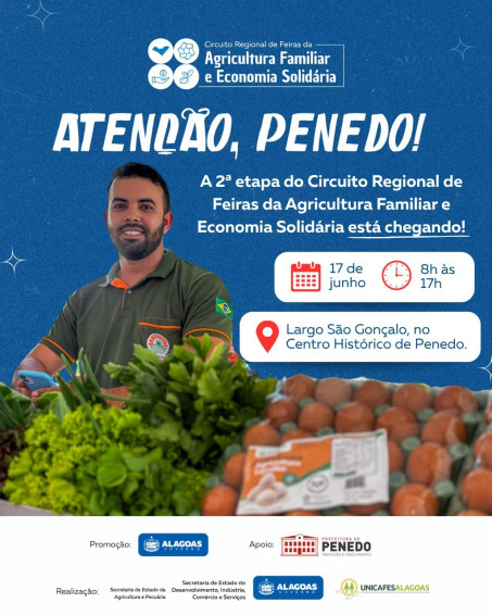Unicafes-AL abre inscrições para 2ª etapa do Circuito Regional de Feiras de Agricultura Familiar e Economia Solidária
