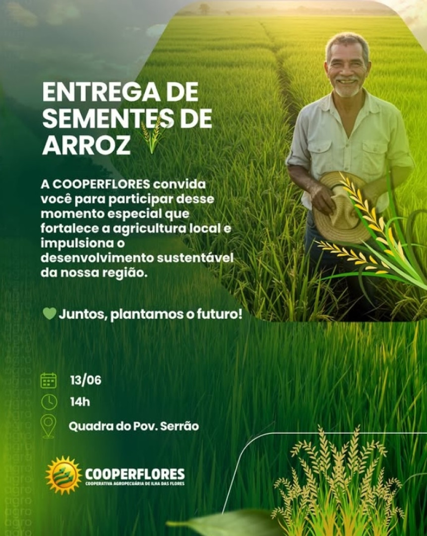 Cooperflores realiza solenidade de entrega de sementes de arroz nesta sexta-feira (13)