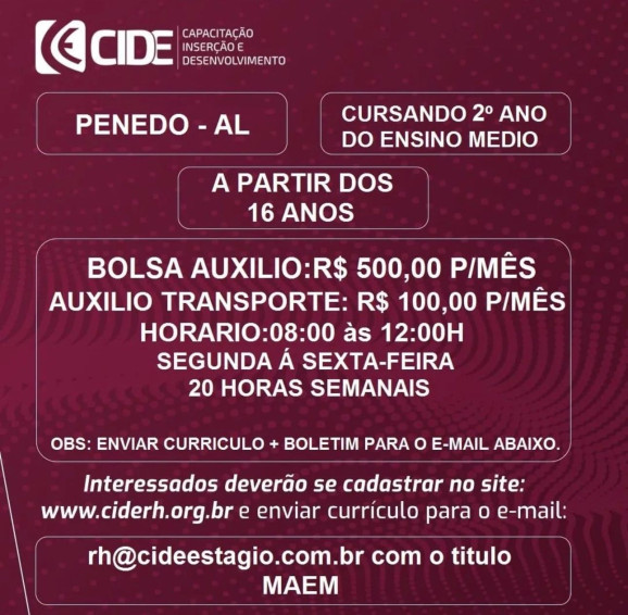 Abertas as inscrições para estudantes interessados em estagiar no Banco do Nordeste de Penedo