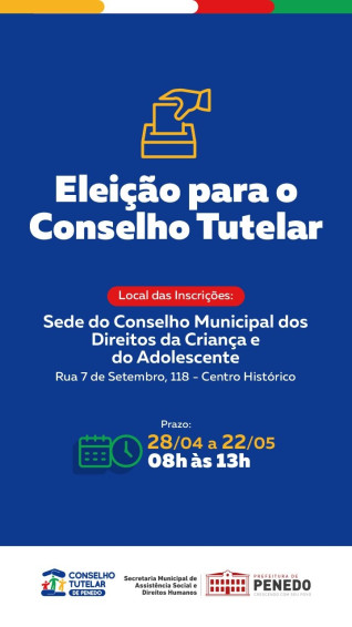 Inscrições para interessados em fazer parte do Conselho Tutelar de Penedo estão abertas