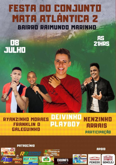 Festa do conjunto Mata Atlântica 2 acontece no próximo sábado, 08, em Penedo