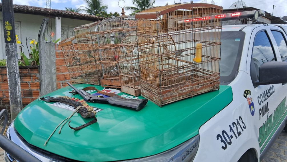 Batalhão Ambiental apreende armas e resgata animais silvestres em Igreja Nova e Porto Real do Colégio